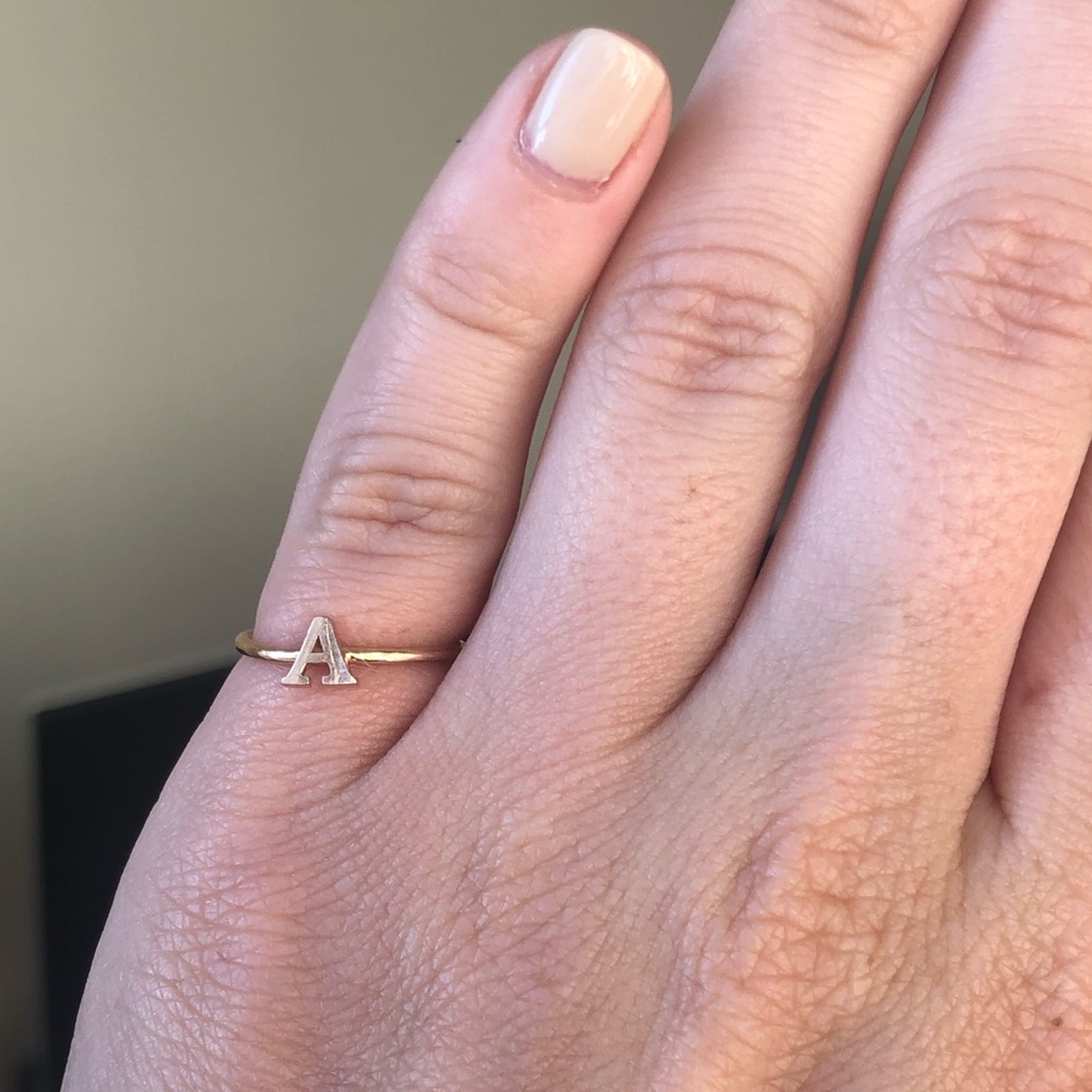 14K rose gold ‘A’ ring